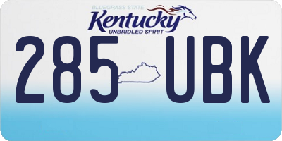 KY license plate 285UBK
