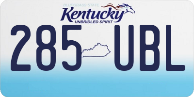 KY license plate 285UBL
