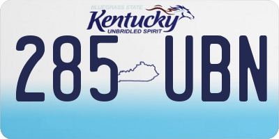 KY license plate 285UBN