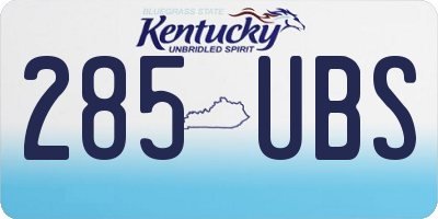 KY license plate 285UBS