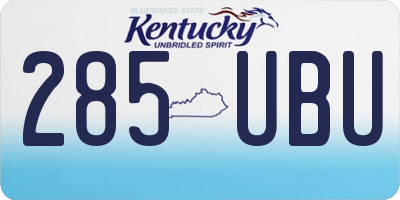 KY license plate 285UBU