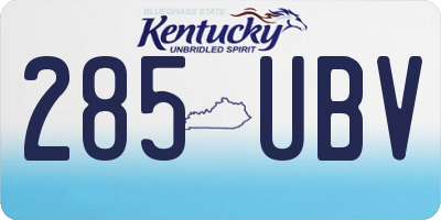 KY license plate 285UBV
