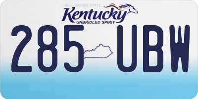 KY license plate 285UBW