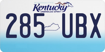 KY license plate 285UBX