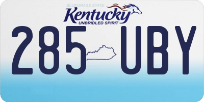 KY license plate 285UBY