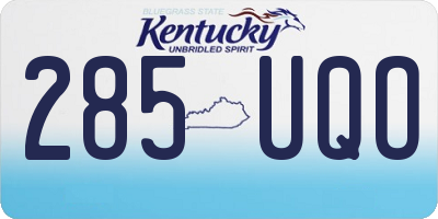 KY license plate 285UQO