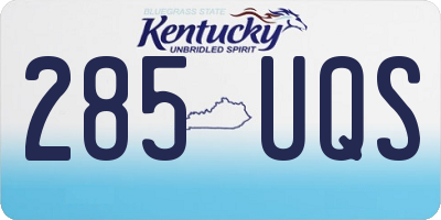 KY license plate 285UQS