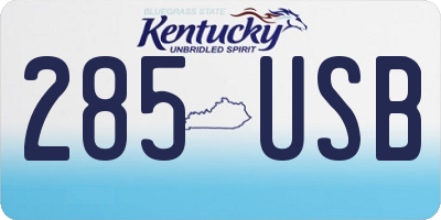 KY license plate 285USB