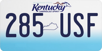 KY license plate 285USF