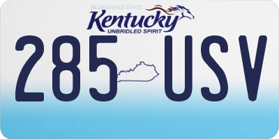 KY license plate 285USV