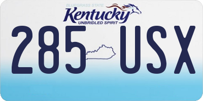 KY license plate 285USX