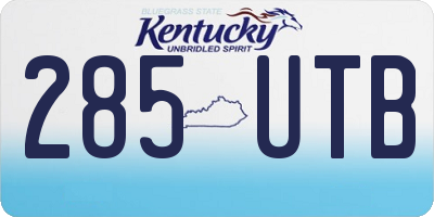 KY license plate 285UTB