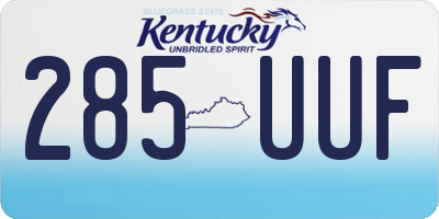 KY license plate 285UUF