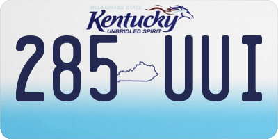 KY license plate 285UUI