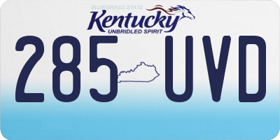 KY license plate 285UVD
