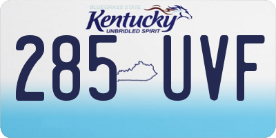 KY license plate 285UVF