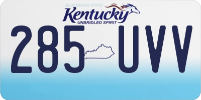 KY license plate 285UVV