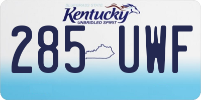 KY license plate 285UWF
