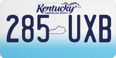 KY license plate 285UXB