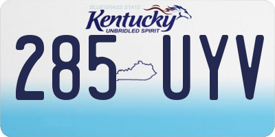 KY license plate 285UYV