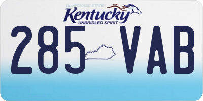 KY license plate 285VAB