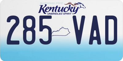 KY license plate 285VAD