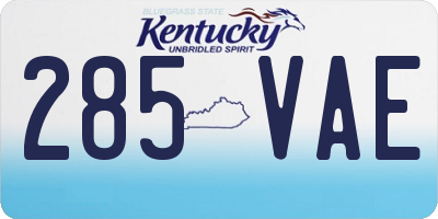 KY license plate 285VAE