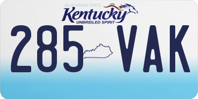 KY license plate 285VAK