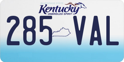 KY license plate 285VAL