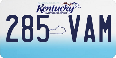 KY license plate 285VAM