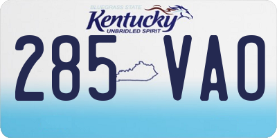 KY license plate 285VAO