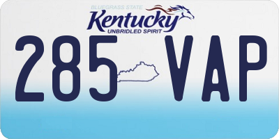KY license plate 285VAP