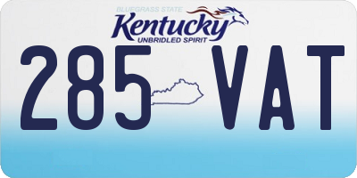 KY license plate 285VAT