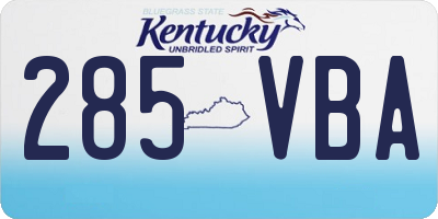 KY license plate 285VBA
