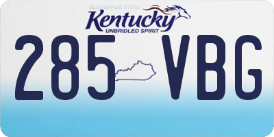 KY license plate 285VBG
