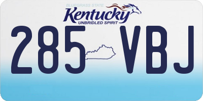 KY license plate 285VBJ