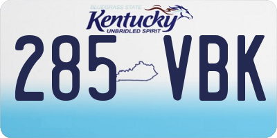 KY license plate 285VBK