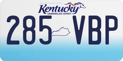 KY license plate 285VBP