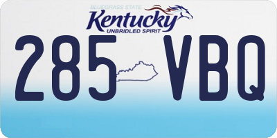 KY license plate 285VBQ