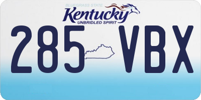 KY license plate 285VBX