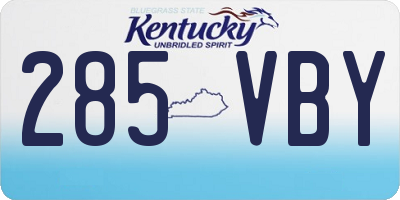 KY license plate 285VBY