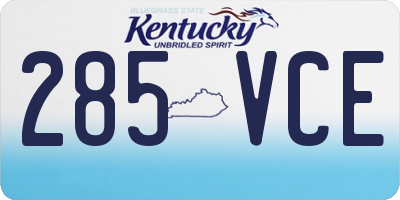KY license plate 285VCE