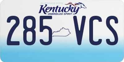 KY license plate 285VCS
