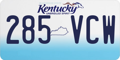 KY license plate 285VCW