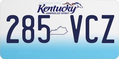KY license plate 285VCZ