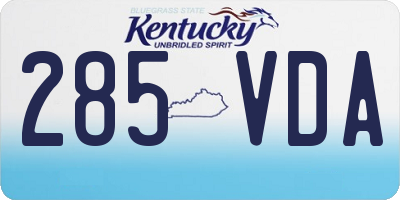 KY license plate 285VDA