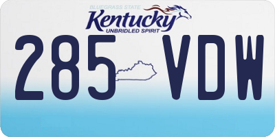 KY license plate 285VDW