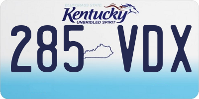 KY license plate 285VDX