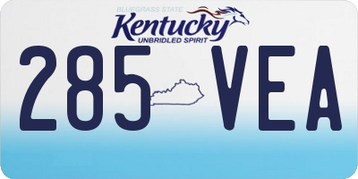 KY license plate 285VEA