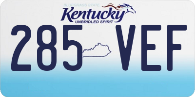 KY license plate 285VEF